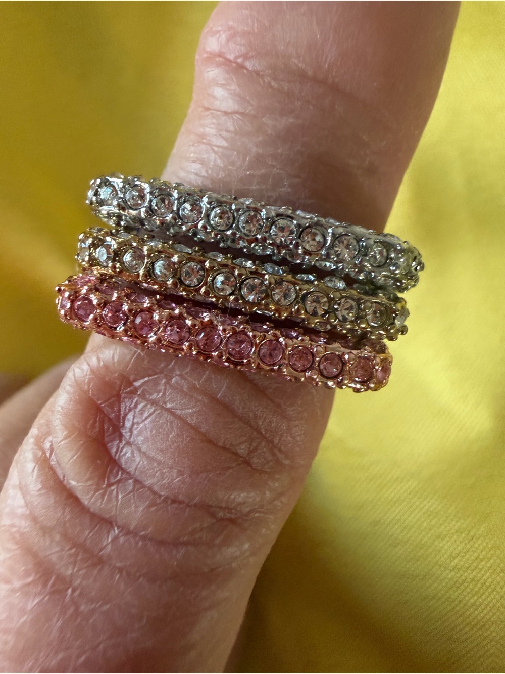 Park Lane Set of 3 Sparkly Square Stackable Rings – Size 7